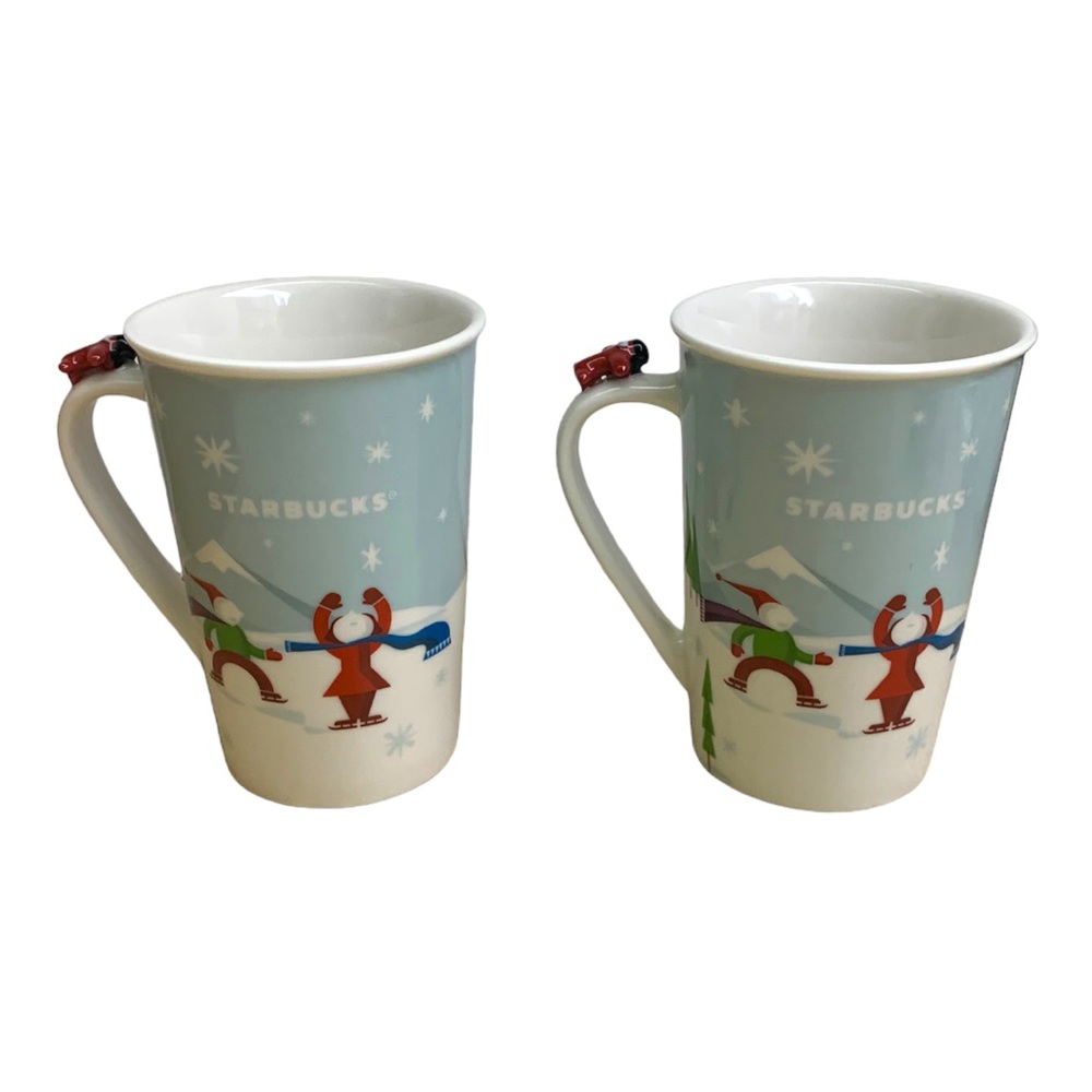 NWT Starbucks 2021 Snow Day Dog on Sled Ice Skaters Biplane Collectible Mug Cups